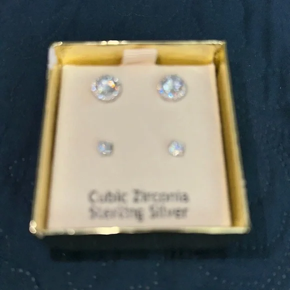 Rachel Ashwell cubic zirconia sterling silver earrings - Picture 2 of 3
